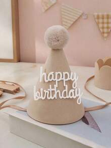 1pc/1set Lace Felt Birthday Hat Party Photo Prop Decoration With Pom Pom Balls - Multicolor - View 12