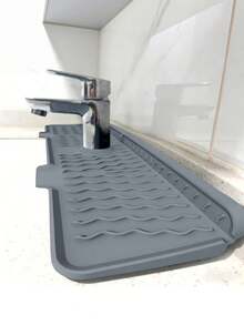 1Pc New Wavy Sink Non‑Slip Mat, 5‑Degree Tilt Quick‑Drain Design, Heat‑Resistant Foldable Splash‑Proof Mat, Durable Countertop Protector For Kitchen Sink & Bathroom, Household Sink Accessory - Multicolor - View 7