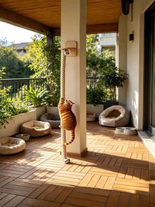 1PC Solid Wood Sisal Wall Mounted Cat Climbing Rope Durable Thickened Cat Tree Scratching Post Cup Shaped Hammock Home Pet Supplies For Cat Climbing Frame Cat Toy Cat House Cat Scratching Board - Multicolor - View 9
