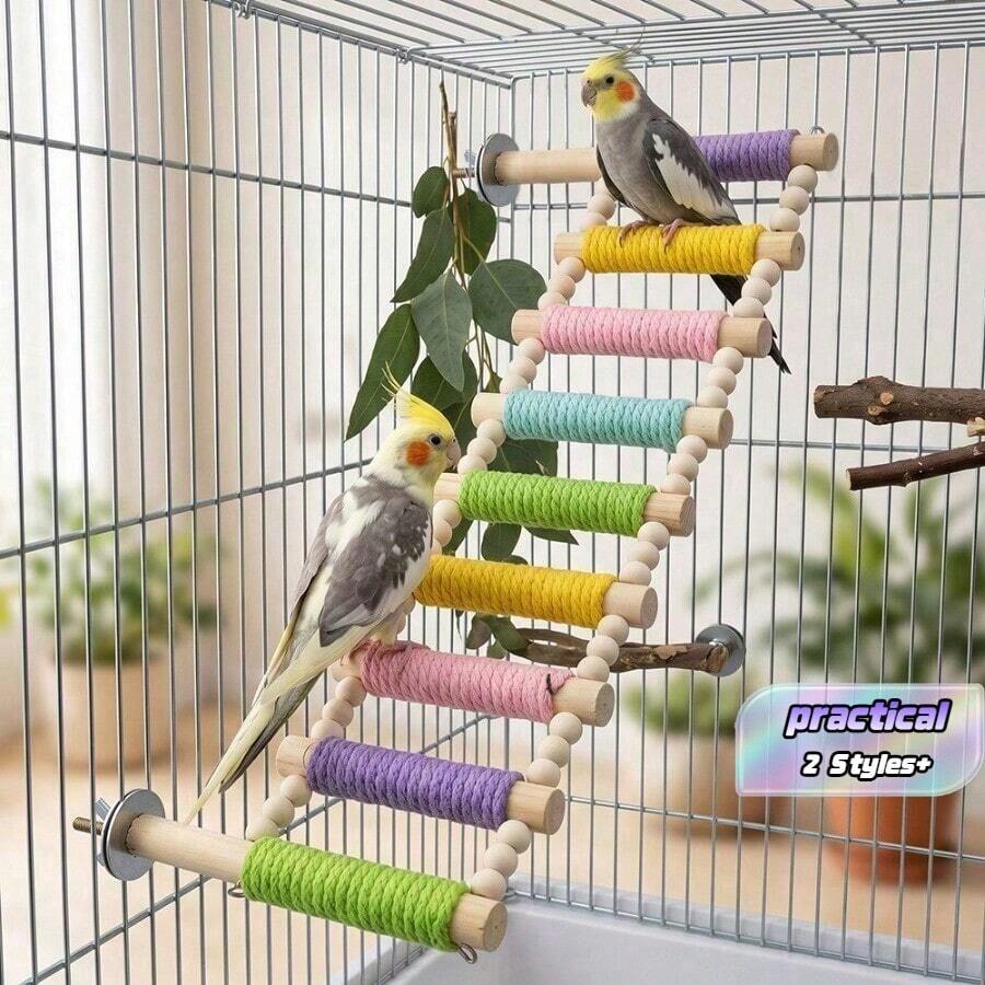 One-Piece Colorful Climbing Ladder, Suitable For Parrots, Toy Birds, Durable Bird Cage Nesting, Ideal For Lovebirds, Macaws, Parrots For Exercise And Enrichment, Bird Cage Indoor Decorative Accessories - View 1