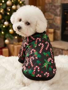 PETSIN Artist 1pc Christmas Candy Pattern Cute Printed Black Pet Sweatshirt Without Hat For Cats And Dogs - Multicolor - View 3