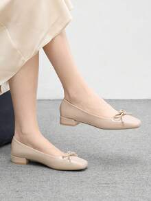 CUCCOO BIZCHIC Women's All-Match Black Casual Comfortable Slip-On Flats, Versatile For Daily Wear - Apricot - View 1