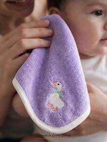 Cozy Pixies 4-Pack Baby Embroidered Butterfly Cherry Cute Pattern Washable Small Square Towel, Easy To Clean, Skin-Friendly And Comfortable, Made Of Towel Materia - Multicolor - View 2