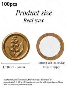 100pcs Wax Seal Stickers, Wedding Invitation Envelope Seals, Self-Adhesive Vintage Gold Stickers, Suitable For Invitations, Envelopes, Gift Packaging, Parties, Christmas - bronzer - View 10