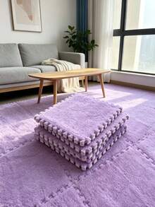 16 Buah Keset Lantai Mewah yang Saling Terhubung, Ubin Karpet Busa Puzzle Warna Solid, Keset Tebal yang Dapat Dipotong untuk Dekorasi Rumah Kamar Tidur - MultiWarna - View 16