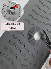 1Pc New Wavy Sink Non‑Slip Mat, 5‑Degree Tilt Quick‑Drain Design, Heat‑Resistant Foldable Splash‑Proof Mat, Durable Countertop Protector For Kitchen Sink & Bathroom, Household Sink Accessory - Multicolor - View 8