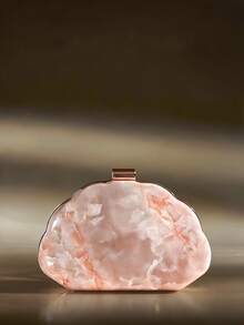 Soiraine 1 Pink Marble Women's Dinner Party Clutch Bag, Hard Shell Dinner Bag, (Random Pattern) Suitable For Weddings, Vacations, Graduation Season, Dinners An - Pink - View 4