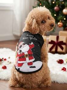 PETSIN 1pc Santa Claus Pet Tracking Harness, Christmas Themed Casual Style, Warm, Breathable And Soft Pet Clothing - Multicolor - View 3