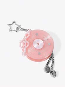 Viva Strut Fashionable Street Sweet And Cool Spice Girl Y2K Pink Record Note Metal Headphone Storage Pendant - Pink - View 4