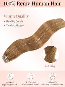 50 Strands Micro Loop Hair Extensions Real Human Hair, 6# Light Brown Microbead Design, Ultra‑Smooth & Super‑Soft Silky Straight Healthy Texture, Premium Remy Hair, Easy Installation, Ideal For Women Daily Hair Volume Boosting And Hairstyle Upgrading - S6 - View 2