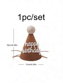 1pc/1set Lace Felt Birthday Hat Party Photo Prop Decoration With Pom Pom Balls - Multicolor - View 10