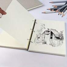 دفتر رسم وسكيتش بوك 16K/8K بأوراق سائبة، 1 قطعة، بملمس كتاني، دفتر رسم وتدوين ملاحظات قابل للفصل - قطعة واحدة - مشاهدة 7