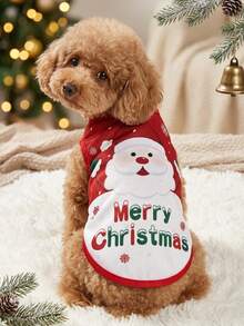 PETSIN 1pc Pet Christmas Red "Merry Christmas" & Santa Graphic Print Cute Dog Tank Top - Multicolor - View 2