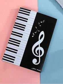6-Page A4 Music Score Holder, 3 Fold PP Plastic Black, Piano Keyboard & Music Note Design, Waterproof Piano Score Clip, Reduce Page Turning, Ideal For Musicians Practice, Performance, Band, Music Class, Piano Accessory, Multipurpose Gift - Black - View 7