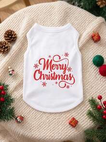 PETSIN 1 Snowflake Pattern And Letter Printed Pet Vest, Christmas Themed Casual Style, Warm, Breathable And Comfortable Pet Clothing - Multicolor - View 1
