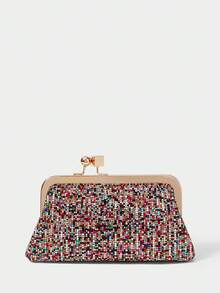 SHECARRY Ladies Fashionable Luxury Elegant Simple Colored Rhinestone Clip Dinner Bag, Clutch Bag, Party Dating Banquet Afternoon Tea - colorful - View 3