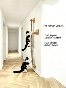 1PC Solid Wood Sisal Wall Mounted Cat Climbing Rope Durable Thickened Cat Tree Scratching Post Cup Shaped Hammock Home Pet Supplies For Cat Climbing Frame Cat Toy Cat House Cat Scratching Board - Multicolor - View 6