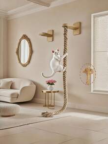 1PC Solid Wood Sisal Wall Mounted Cat Climbing Rope Durable Thickened Cat Tree Scratching Post Cup Shaped Hammock Home Pet Supplies For Cat Climbing Frame Cat Toy Cat House Cat Scratching Board - Multicolor - View 7