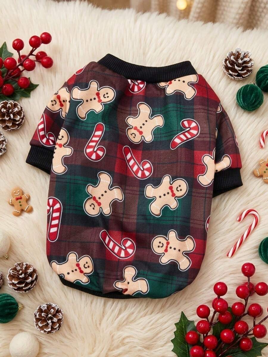 PETSIN Gingerbread Pet Print Casual Sweatshirt, Suitable For Christmas Occasions - Multicolor - View 1