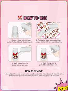 THE POWERPUFF GIRLS X SHEIN ملصق أظافر لطيف، ملصق مائي متعدد الاستخدامات مناسب للمانيكير وزجاجات المياه والقرطاسية ودفاتر الملاحظات DIY - متعدد الألوان - مشاهدة 4