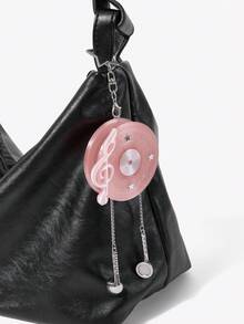 Viva Strut Fashionable Street Sweet And Cool Spice Girl Y2K Pink Record Note Metal Headphone Storage Pendant - Pink - View 2
