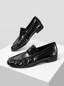 Mnmlis Women's Fashion Casual Pleated Loafers - Black - View 5