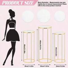 1pc/3pcs Gold Metal Cylindrical Base Stand With Acrylic Plate, Elegant Round Display Pillar, Suitable For Party Decoration, Vase And Home Decor, Birthday, Wedding Or Event Backdrop, Wedding Decoration Platform - Gold - View 14
