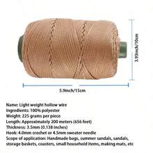 1Roll 230g /200m Colorful Twisted Braided Rope, Hollow Cord For DIY Craft, Handmade Bag, Drawstring Belt Accessories, Decorative Polypropylene Fiber String,Crochet Thread, Hand-Crocheted Bag Thread,Cushion ,Hat ,Modern Solid Color Polyamide DIY Yarn - multicolor - View 7