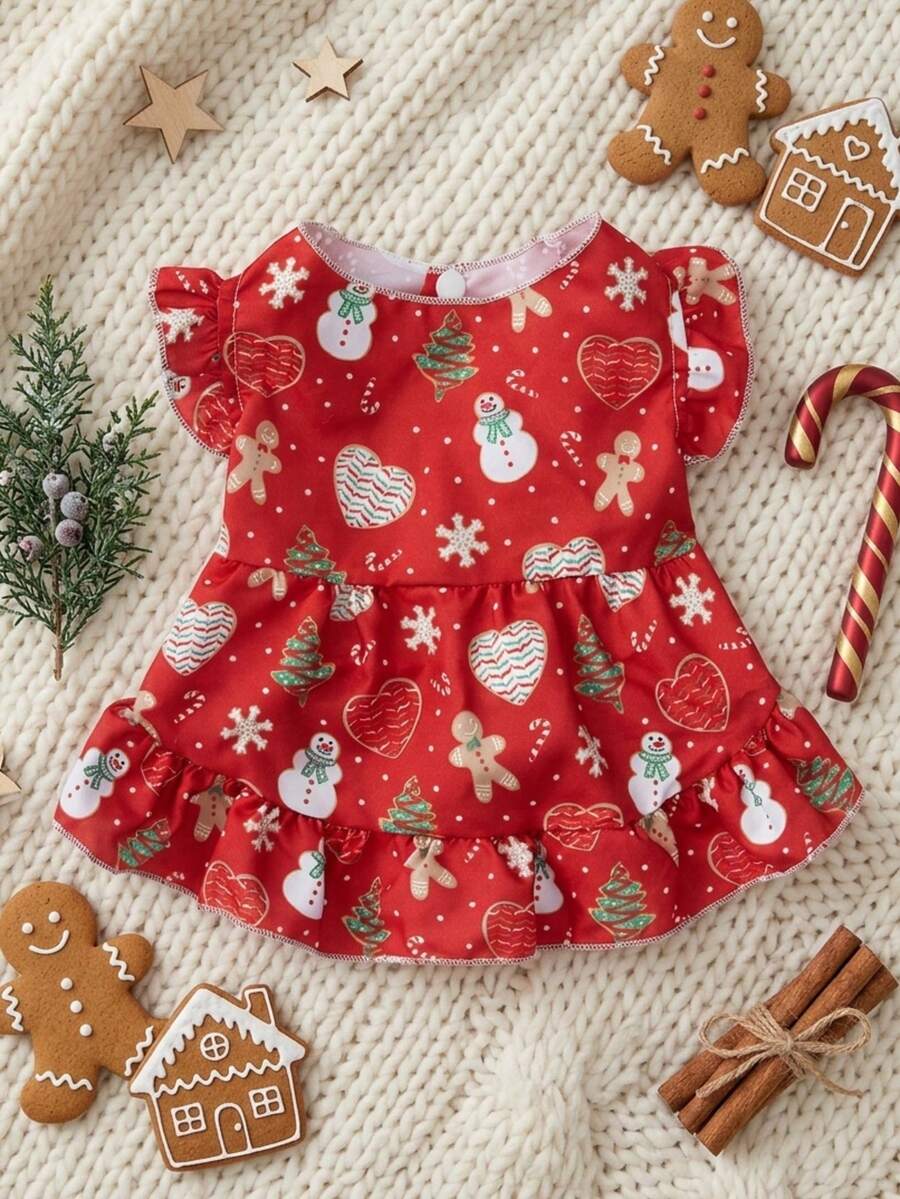 PETSIN 1 Cute Christmas Printed Red Dress Princess Dress Pet Bubble Sleeve Skirt - Multicolor - View 1