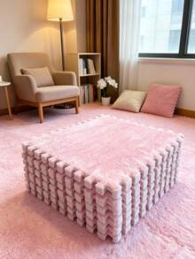 16 Buah Keset Lantai Mewah yang Saling Terhubung, Ubin Karpet Busa Puzzle Warna Solid, Keset Tebal yang Dapat Dipotong untuk Dekorasi Rumah Kamar Tidur - MultiWarna - View 10