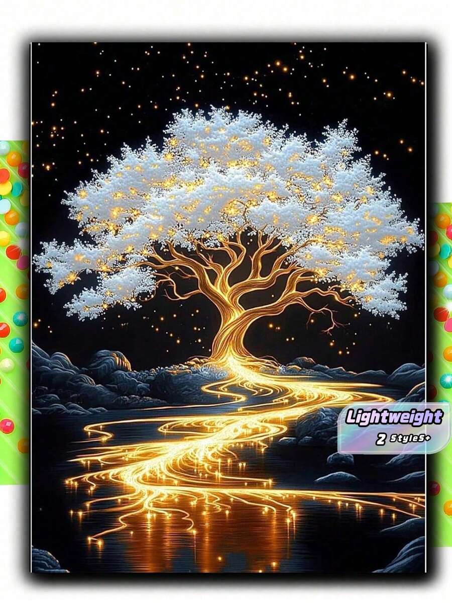 Adult Platinum Tree 5D Diamond Painting Set, Life Tree Diamond Decorative Artwork, Adult Handicraft Decoration, Suitable For Home And Office Wall Decoration - multicolor - View 1