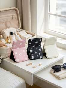 Daisy Pattern Fashionable Portable Makeup Mirror, Folding Mirror, Suitable For Touch-Ups Anytime; Ideal For Home, Dormitory, And Office; Folding Mini Design, Easy To Carry; Suitable As Birthday Gift For Women, Girls, Best Friends, And Colleagues - Multicolor - View 6