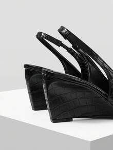 Mnmlis Pointed Wedge Heel Elegant And Simple Backspace Commuter Versatile Wedge Heel Shoes Fall Shoes - Black stone pattern - View 3