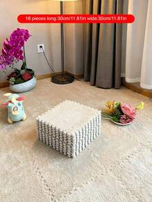 16 Buah Keset Lantai Mewah yang Saling Terhubung, Ubin Karpet Busa Puzzle Warna Solid, Keset Tebal yang Dapat Dipotong untuk Dekorasi Rumah Kamar Tidur - MultiWarna - View 24