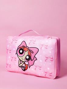 THE POWERPUFF GIRLS X SHEIN Black Yellow Bat Totem Travel Packing Bag, S/M/L Sizes, Zipper Closure, Luggage Organizer Pouch For Clothes Sorting During Trips And Business Travel - Multicolor - View 4
