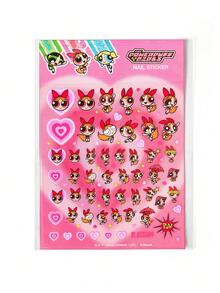 THE POWERPUFF GIRLS X SHEIN ملصق أظافر لطيف، ملصق مائي متعدد الاستخدامات مناسب للمانيكير وزجاجات المياه والقرطاسية ودفاتر الملاحظات DIY - متعدد الألوان - مشاهدة 5
