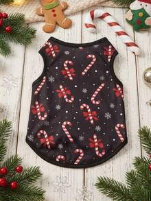 PETSIN 1 pieza Chaleco para mascotas transpirable y ligero con patrón de bastón de caramelo navideño, nuevo diseño - Multicolor - Ver 2
