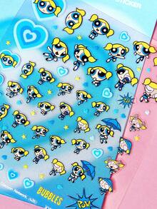 THE POWERPUFF GIRLS X SHEIN 可愛美甲貼紙 多用途水貼紙 適用於美甲、水瓶、文具與筆記本 DIY - 彩色 - 查看 3