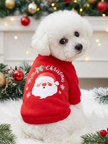 PETSIN 1 Pc Christmas Santa Claus Red Fruit Printed Pet Red Christmas Breathable Pet Clothes - Multicolor - View 2