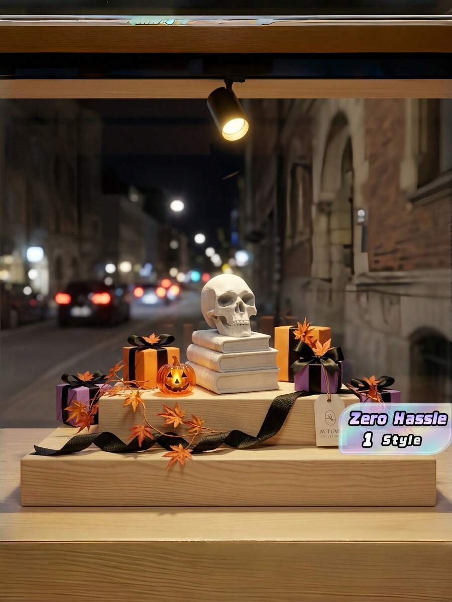 3D Printed Skull Book Decor, Halloween Tabletop Ornament, Home Scene Decoration For Holiday Party - multicolor - View 1