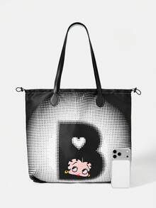 Betty Boop x SHEIN 女款卡通印花圖案便利手提包 - 卡通-2 - 查看 3