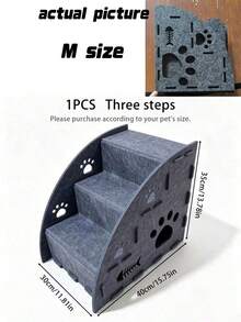 3-In-1 Multifunctional Felt Pet Stairs & Ramp, Anti-Slip Gentle Slope Cat Steps, Suitable For Sofa And Bed, 3 Sizes Available (Small/Medium/Large), Please Purchase Based On Cat Size - Grey - View 8