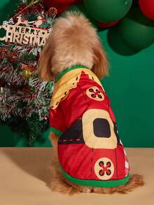 PETSIN Xmas Elf Dog Clothes, Festive Candy Cane Printed Pet Shirt Christmas Puppy Outfit - Multicolor - View 27