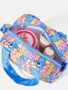 SHEIN X Care Bears 1個卡通圖案化妝包，便攜式拉鍊化妝收納包，多功能收納包，輕便旅行包 - 多色-馬卡龍藍 - 查看 5
