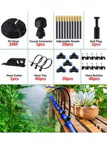 5 M/10 M/15 M/20 M DIY Greenhouse Garden Watering System, Universal Spray Cooling Kit, Plastic Material, No Electricity, Suitable For European And American Thread Standards, Suitable For Plant And Courtyard Spray Cooling - A - View 11