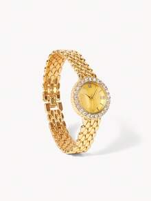 Opalesca Lady's Diamond-Studded Bracelet Watch, Female Light Luxury Model - Gold - View 8
