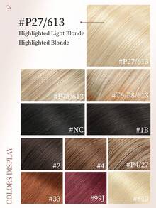 4PCS With 8 Clips Straight Clip In Hair Extensions 100% Real Human Hair Color P27/613# Golden Blonde Highlighted Light Blonde 12-18 Inch Double Weft Invisible Clip Hair Extensions Remy Natural Human Hair For Women Girl Daily Full Head Use - SP27/613 - View 6