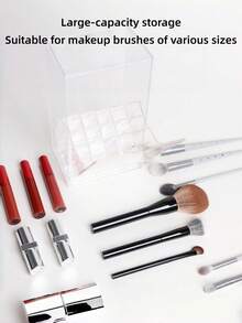 Clear Acrylic Makeup Brush Holder – Adjustable Makeup Organizer For Vanities – Desktop Storage Box With Compartments – Perfect Birthday Or Valentine's Day Gift - View 8