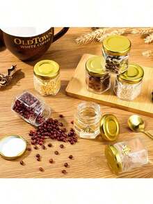 Hexagonal Glass Honey Jars, Glass Honey Jars With Wooden Spoon, Gold Lid, Thank You Card And Cotton Thread, Ideal For Baby Shower And Wedding Parties - Multicolor - View 6