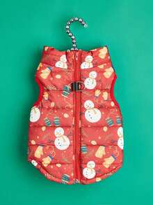 PETSIN Christmas Print Dog Puffer Vest Zipper Winter Coat With Harness Hole For Small Medium Dogs - Multicolor - View 26